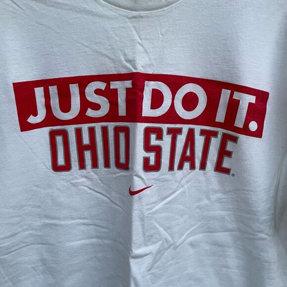 Nike Ohio State T-Shirt Y2K Vintage 1999 Just Do It Graphic Medium White Buckeye - Picture 5 of 9